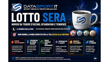 Superenalotto, nessun 6 alla concorso n. 168: jackpot a 43,5 milioni