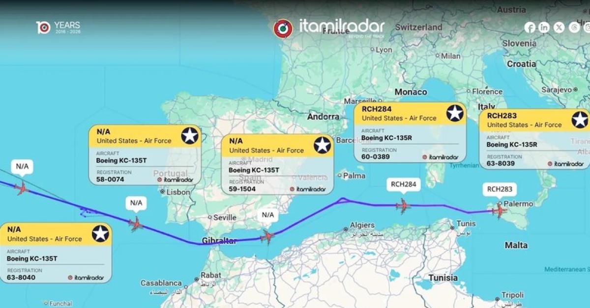 Usa inviano a Sigonella altri 5 aerocisterne KC-135 Stratotanker; da Aviano decollati 7 caccia F-16 in supporto a guerra all'Iran