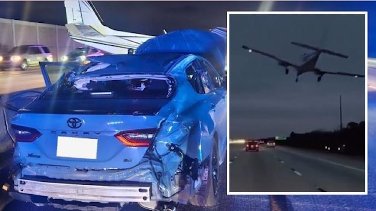 Atterraggio d'emergenza da film: l'aereo colpisce un auto prima di toccare il suolo - La Gazzetta dello Sport