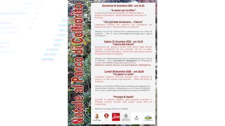 Natale al Parco di Colfiorito | Laboratorio creativo e mostra fotografica – Domenica 14 dicembre - Il Giornale dell'Umbria – il giornale on line dell'Umbria